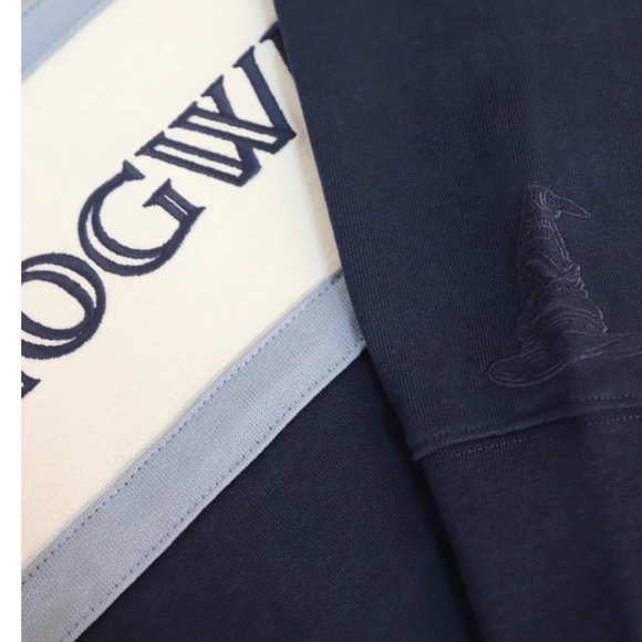 Wizarding World Hogwarts crest Rugby Pullover - Navy & Cream Stripe - Picture 8 of 9